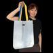 Svitashka reflective shopper bag "Blue feathers" with yellow-blue handles