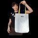 Svitashka reflective shopper bag "Blue feathers" with yellow-blue handles