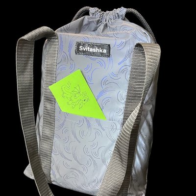Светоотражающая сумка Svitashka конфетка с карманами Синие перышки темно серые ручки 101 фото