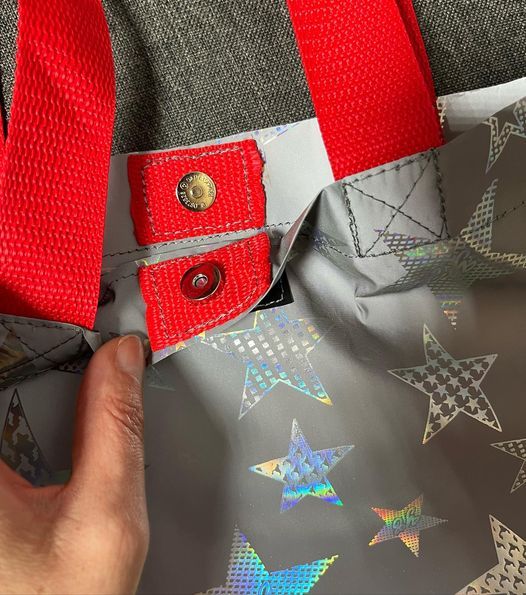 Reflective bag Svitashka Stars on the button Red handles