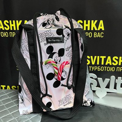 Светоотражающая сумка конфетка Svitashka Микки темно-серые ручки с карманами 203 фото