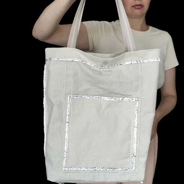 Svitashka cotton shopping bag with reflective pockets