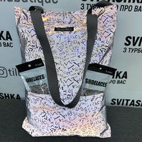 Svitashka reflective shopper bag Blue letters with pockets