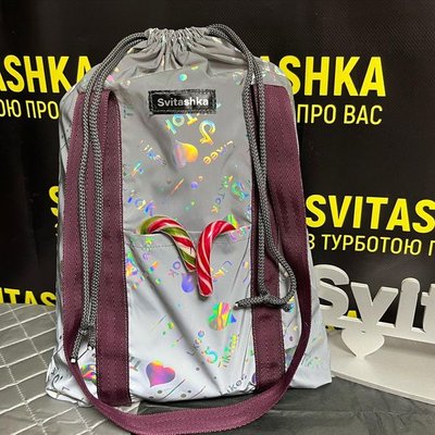 Светоотражающая сумка конфетка Svitashka тикток бордовые ручки с карманами 205 фото