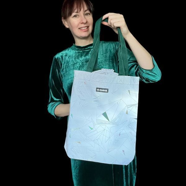 Світловідбиваючий шопер Svitashka Абстракція на зав&rsquo;язках із зеленими ручками 422 фото