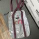 Світловідбиваюча сумка шоппер Світашка цукерочка з кишенями Срібні Міккі бордові ручки 207 фото 5
