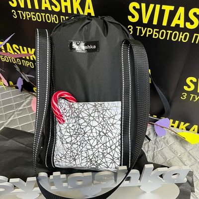 Сумка шопер Svitashka со светоотражающими карманами Паутинка Конфетка на шнурке Светоотражающие ручки 275 фото