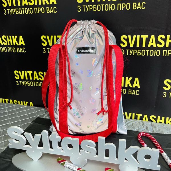 Світловідбиваюча сумка шопер Світашка Метелики на шнурку Червоні ручки 258 фото