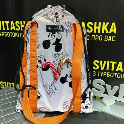 Светоотражающая сумка конфетка Svitashka Микки оранжевые ручки с карманами 209 фото