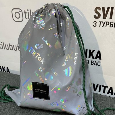 Светоотражающий рюкзак SviPashka из зеленым шнуром Тик 106 фото