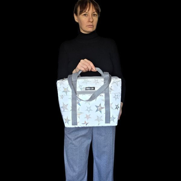 Shopper bag Svitashka reflective Star gray handles with zipper