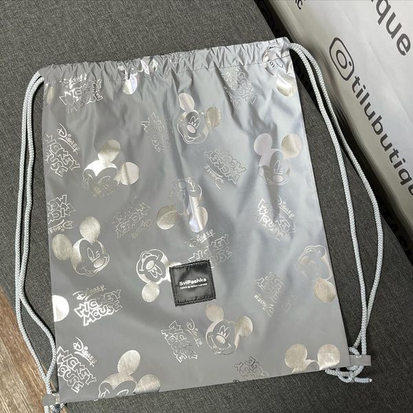 Светоотражающий рюкзак-мешок SviPashka Микки серые ручки 161 фото
