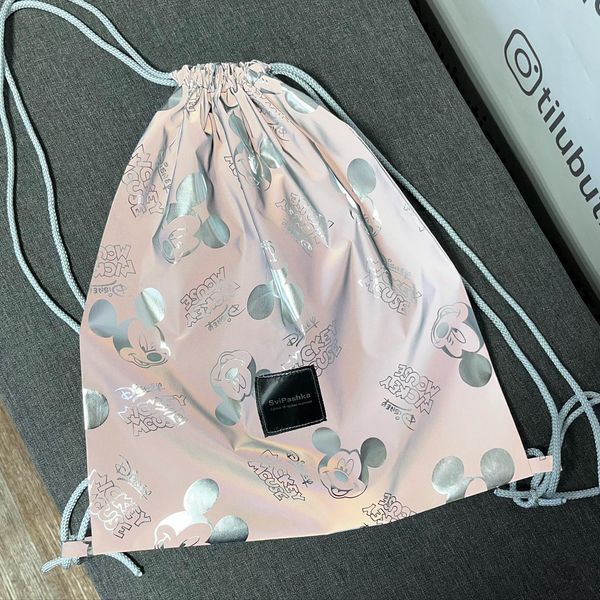 Светоотражающий рюкзак-мешок SviPashka Микки серые ручки 161 фото