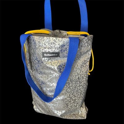 Светоотражающая сумка Svitashka на шнурке Паутинка синие ручки 111 фото
