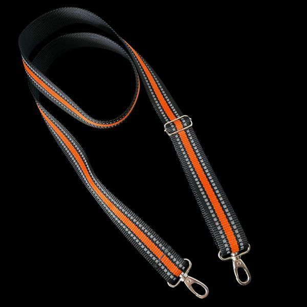 Long reflective bag strap Svitashka 150 cm. Black-orange 25mm