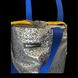 Svitashka reflective tote bag with web laces and blue handles