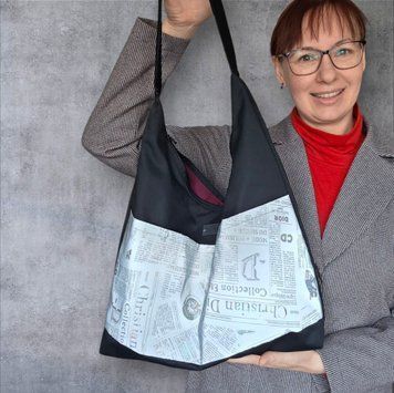 Women's bag Svitashka Hobo Reflective pockets. Over the shoulder. Black