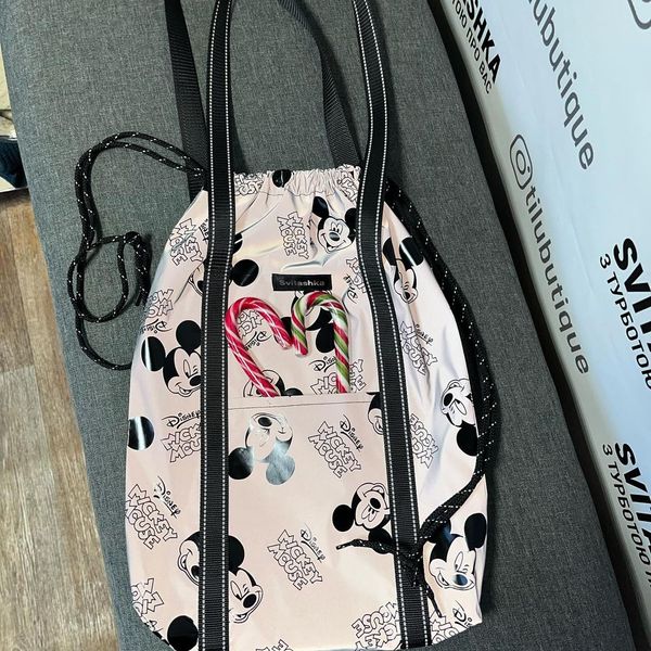 Mickey Svitashka Lumos reflective bag with a drawstring