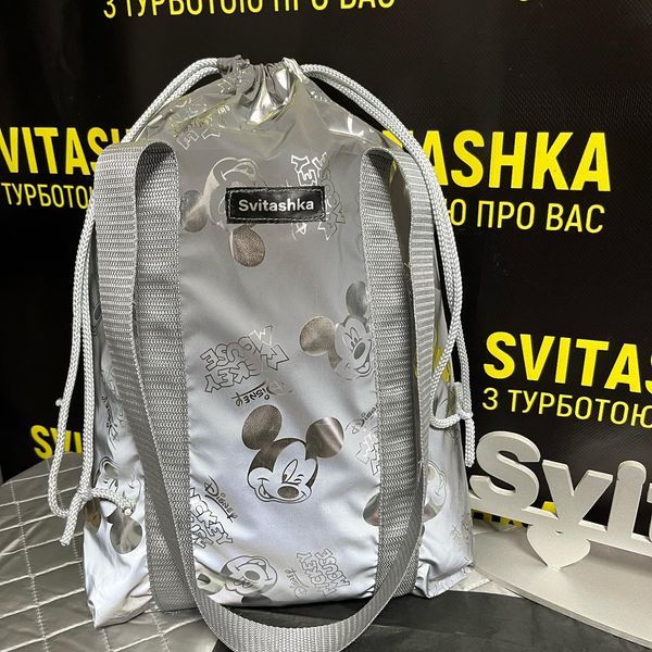 Світловідбиваюча сумка шоппер Світашка цукерочка з Срібні Міккі  сірі ручки 215 фото