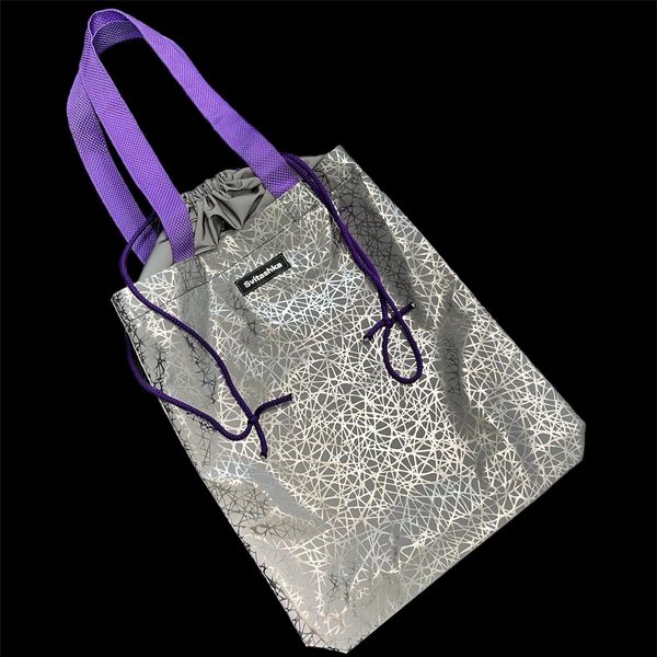 Reflective shopper Svitashka Purple handles on the cobweb ties