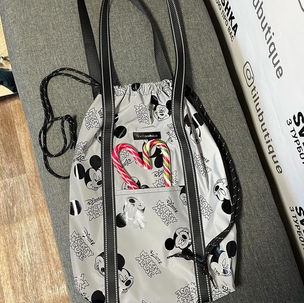 Mickey Svitashka Lumos reflective bag with a drawstring