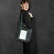 Black Shopper Bag with Reflective Pockets Abstraction Svitashka Oxford. Green Handles