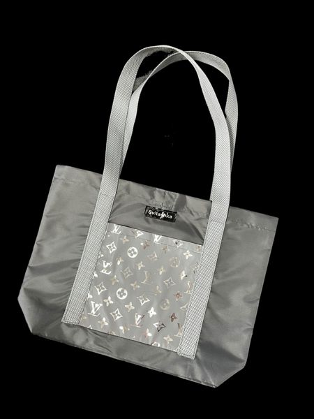 Svitashka Oxford shopper bag with reflective pockets. Grey