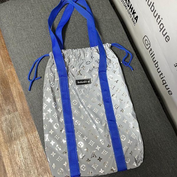 Світловідбиваюча сумка шоппер Світашка цукерочка ЛВ Сині ручки 216 фото