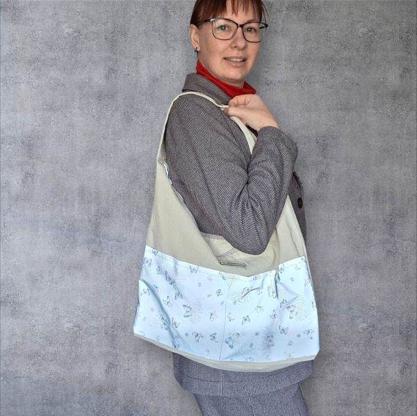 Женская сумка Svitashka Hobo Светоотражающие карманы. Через плечо. Бежевая 533 фото