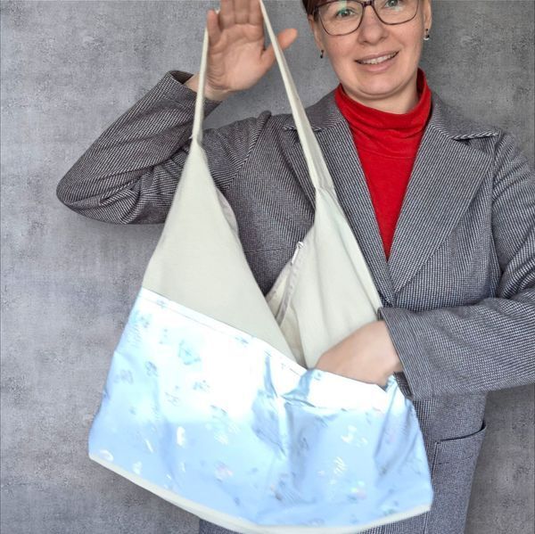 Женская сумка Svitashka Hobo Светоотражающие карманы. Через плечо. Бежевая 533 фото