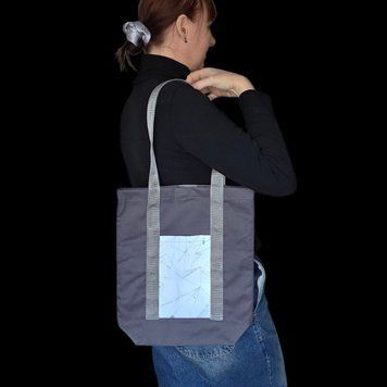 Svitashka shopper made of graphite twill | Reflective pockets | Comfortable long handles