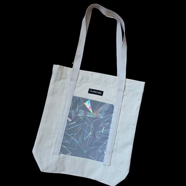 Svitashka cotton shopper bag | Reflective pockets | Magnetic closure | Made in Ukraine