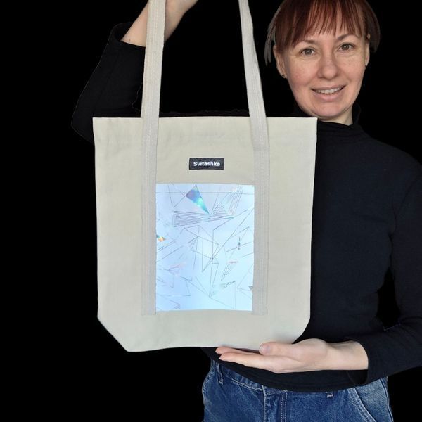 Svitashka cotton shopper bag | Reflective pockets | Magnetic closure | Made in Ukraine