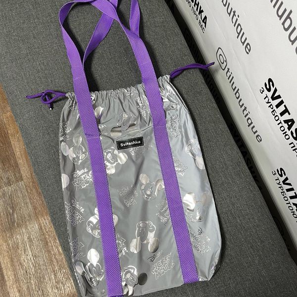 Світловідбиваюча сумка шоппер Світашка Міккі фіолетові ручки 218 фото