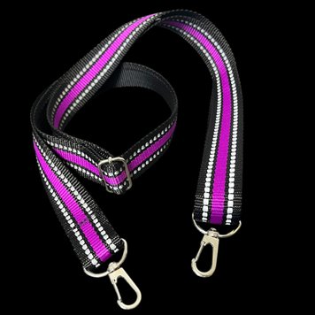 Long strap for Svitashka bag reflective 150 cm. Black and purple. 25 mm