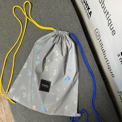 Светоотражающий рюкзак-мешок SviPashka Бабочки желто синие ручки 192 фото
