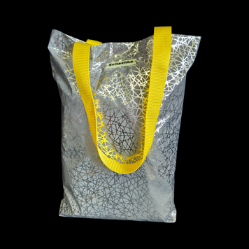 Reflective shopper bag Svitashka Spider web yellow handles on the button
