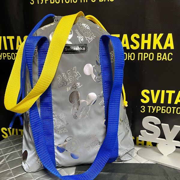 Світловідбиваюча сумка шоппер Світашка Міккі жовто-сині ручки 220 фото