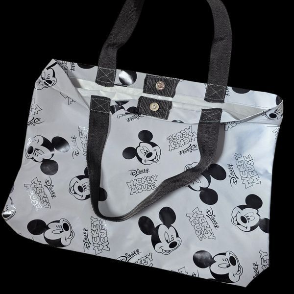 Reflective Svitashka Black Mickey shopper with short black handles on a magnetic button
