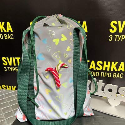 Светоотражающая сумка конфетка Svitashka Неоновое Серце зеленые ручки с карманами 225 фото