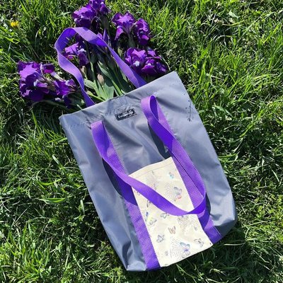 Женская сумка шопер со световозвращающими карманами Svitashka Oxford фиолетовые ручки 342 фото