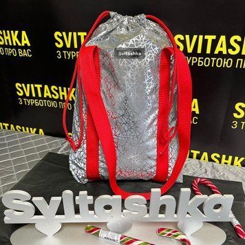 Світловідбиваюча сумка шопер Світашка Павутинка на шнурку Червоні ручки 260 фото