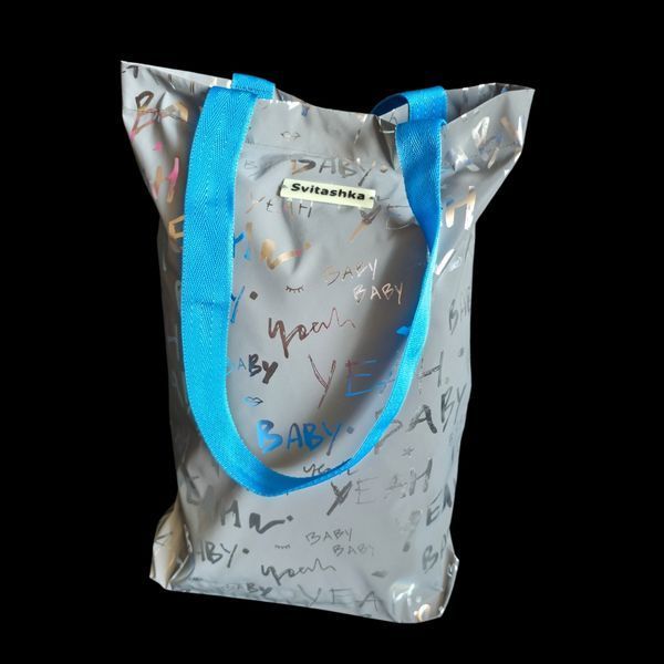 Svitashka Baby reflective shopper bag with button, blue handles
