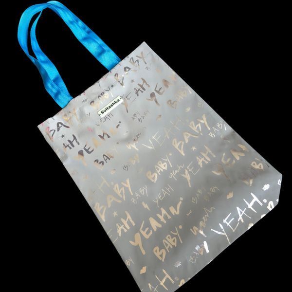 Svitashka Baby reflective shopper bag with button, blue handles