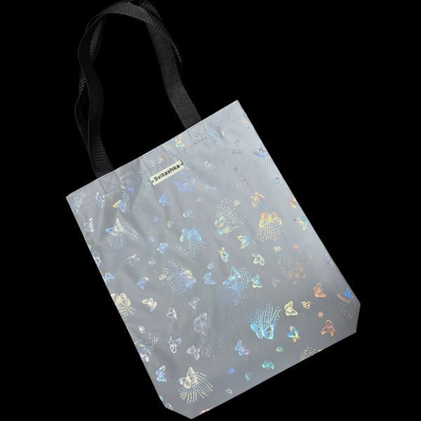 Світловідбиваюча сумка шопер Svitashka Метелик на кнопці чорні ручки 230 фото