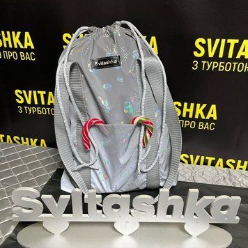 Світловідбиваюча сумка шоппер Svitashka Метелик на завязках сірі ручки Кишені 231 фото