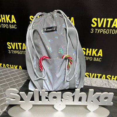 Светоотражающая сумка Svitashka Бабочки светло-серые ручки карманы 231 фото