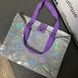 Reflective shopper Svitashka Newspaper with short purple handles on a magnetic button