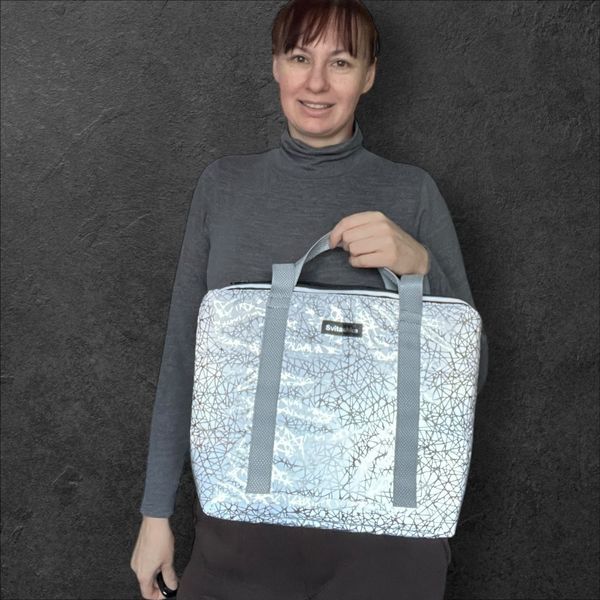 Shopper bag Svitashka reflective Spiderweb gray handles with zipper