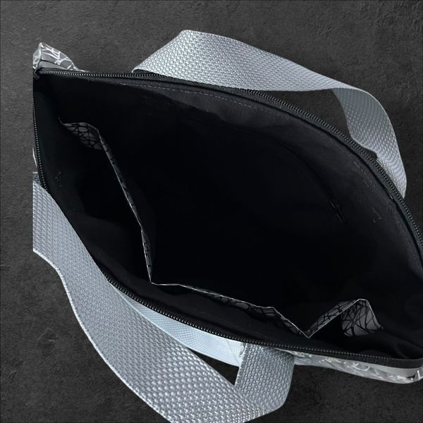 Shopper bag Svitashka reflective Spiderweb gray handles with zipper